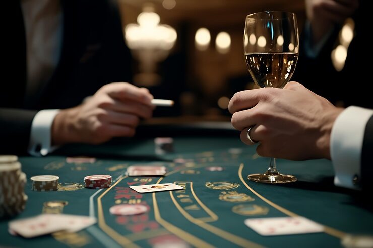 Blackjack: hit, stand, double down, or split based on your hand. SA Gaming blackjack table interface with betting area
